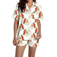 thumbnail image 1 of Pyjamas pour Femmes Imprimé Graphique Satin de Soie Mignon Vêtements de Nuit Boutons Manches Courtes Hauts Ensembles Shorts, 1 of 5