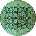 thumbnail image 1 of Ahgly Company Indoor Round Oriental Turquoise Blue Industrial Area Rugs, 5' Round, 1 of 4