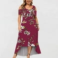 thumbnail image 3 of USSUMA Plus Size Long Maxi Dress for Women Summer Floral Print Loose Cold Shoulder Elegant Party Evening Sundresses, 3 of 5