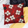 thumbnail image 2 of Floral Throw Pillow Cover Red Black and Blossoms Square Decorative Throw Pillow Cushion Case for Home Couch Living Room Bed Sofa Car Pillowcase, 2 of 5