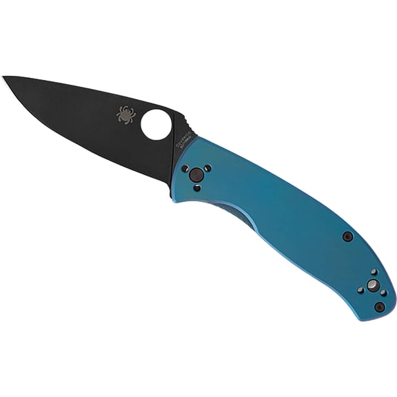 Spyderco Tenacious Pocket Knife 3.35" Drop Point 8Cr13MoV Black Blade Titanium Handle Blue