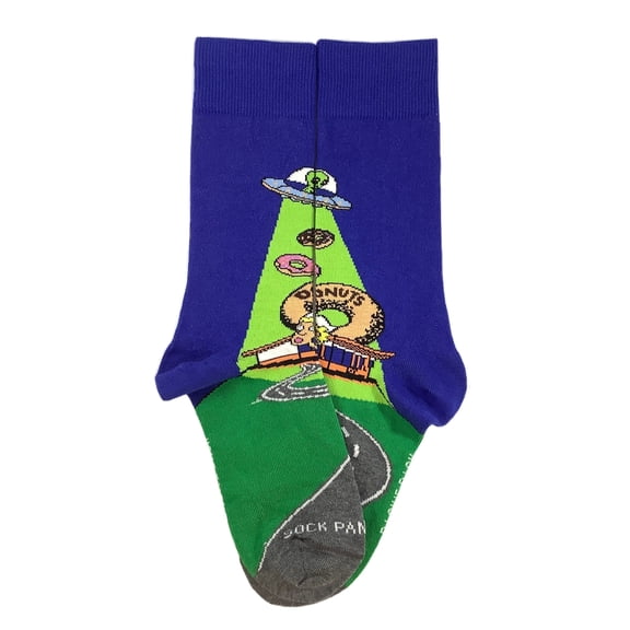 Alien Spaceships Love Donuts Socks from the Sock Panda (Adult Small - Shoe Sizes 2-5)