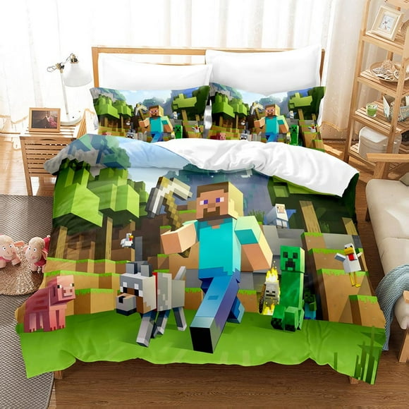 Mine My World ROBLOX Bedding Set Of Three, 3D Printing, Soft Microfiber, Duvet Cover, Bedroom Decoration-HAPDEN