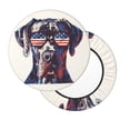 thumbnail image 3 of Round Bar Stool Seat Covers, Patriotic Dog American Flag Elastic Round Chair Cover Stool Seat Slipcover Bar Stool Cushions Round Pad for 12-14 inch, 3 of 7