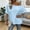 Light Blue, variant on Summer Spring Women's Off Shoulder Linen Top Short Sleeve Casual Comfortable Loose Shirt Suitable for Work Leisure Vacation Weekend Party(Light Blue,L)