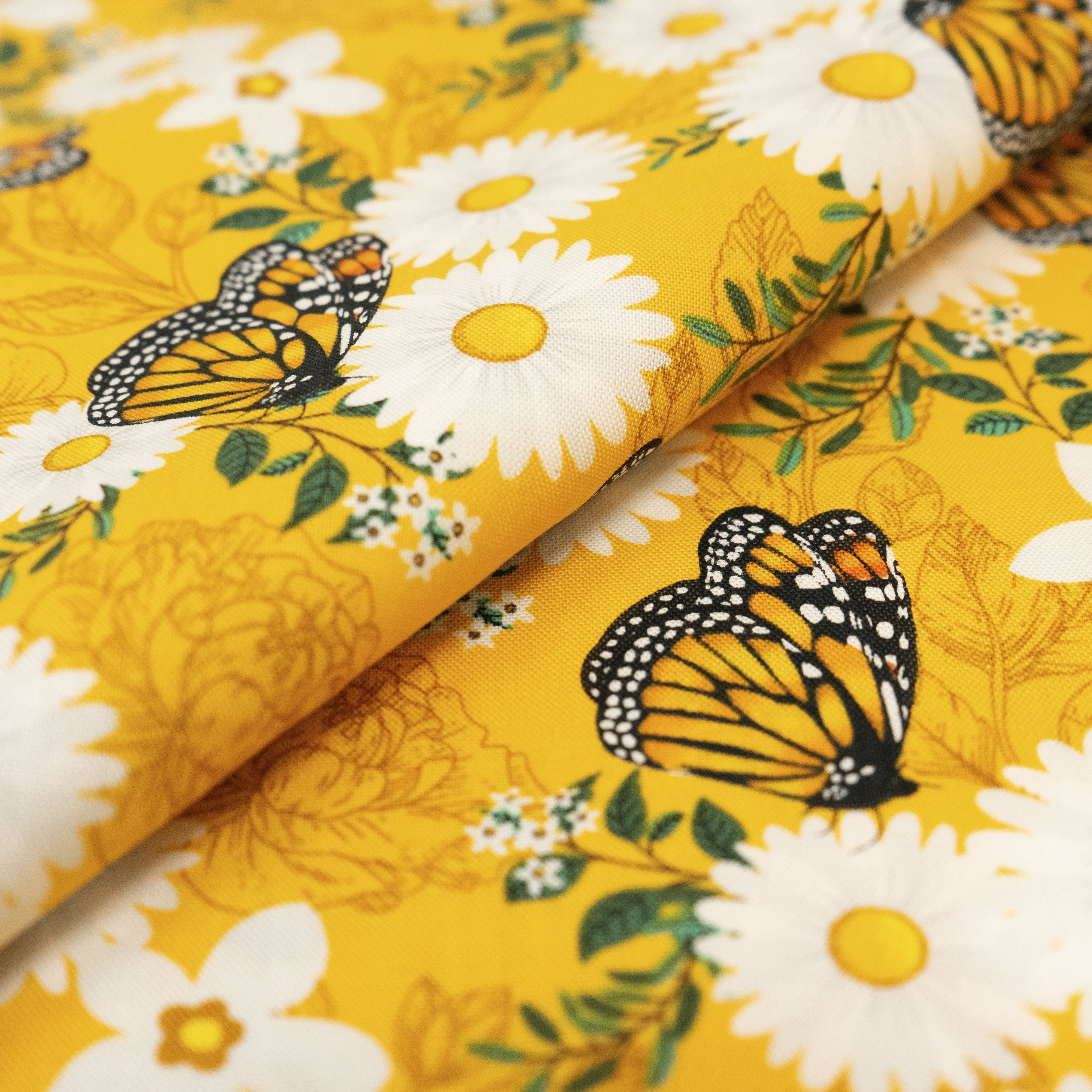 Singer Print Fabric, 100% Premium Cotton, Sewing Quilting, 44 inch, Orange And Green Butterfly 3 Yard Cut