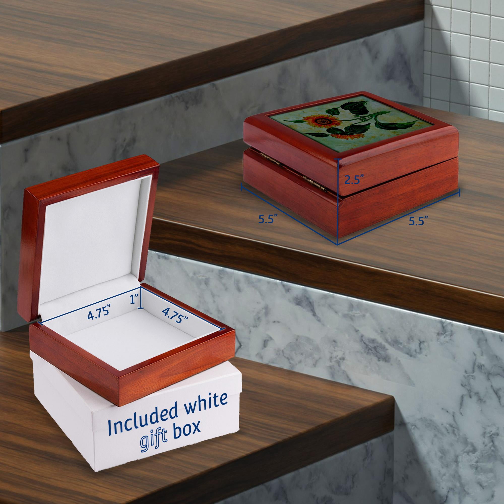 3dRose, Flower Sunflowers, Jewelry Box 5.5x5.5 inch with 4 inch tile