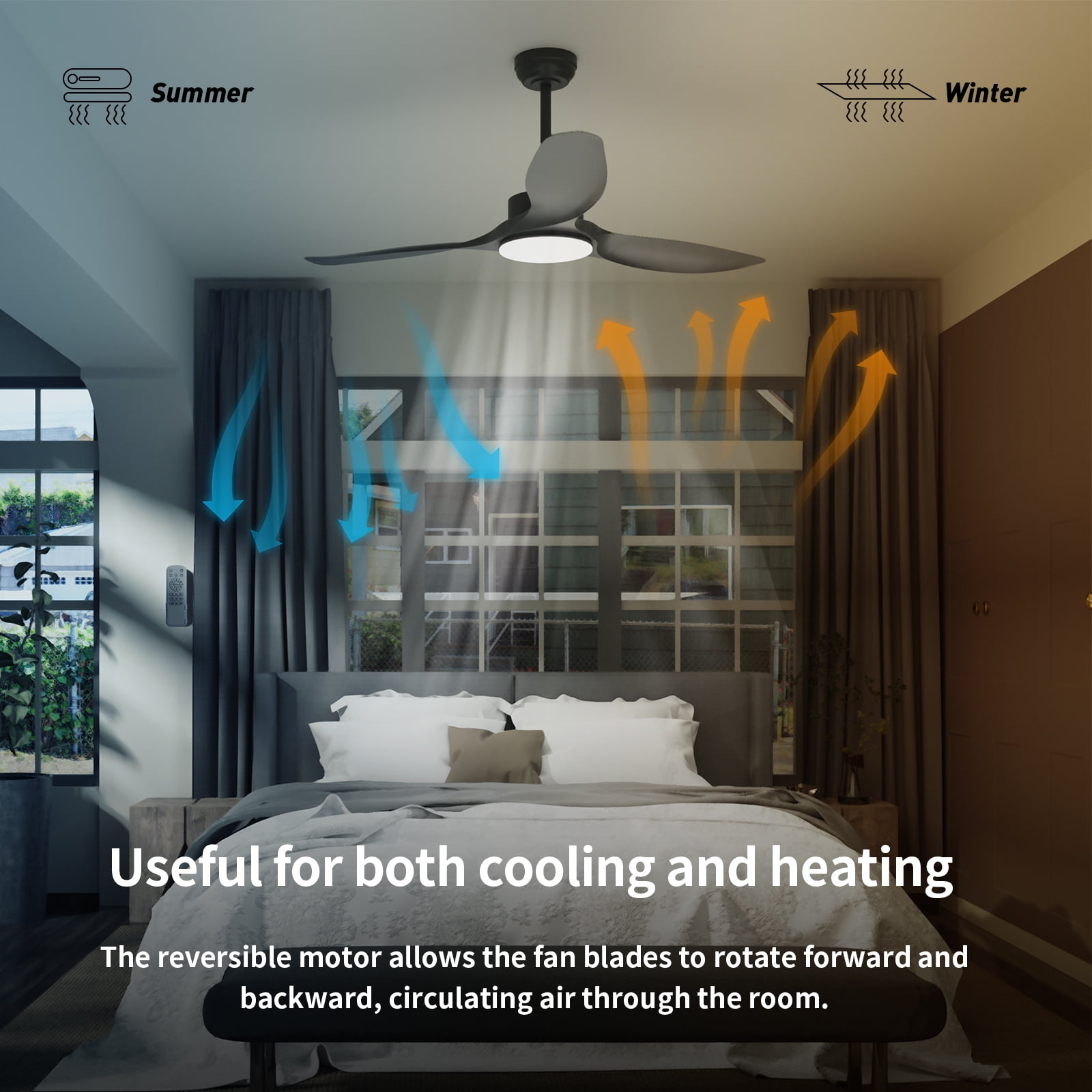 Wozzio 52 inch Ceiling Fan with Light and Remote