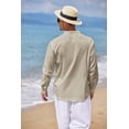 thumbnail image 4 of Coshow Men's Cotton Henley Shirt Long Sleeve Hippie Casual Beach T Shirts, 4 of 9