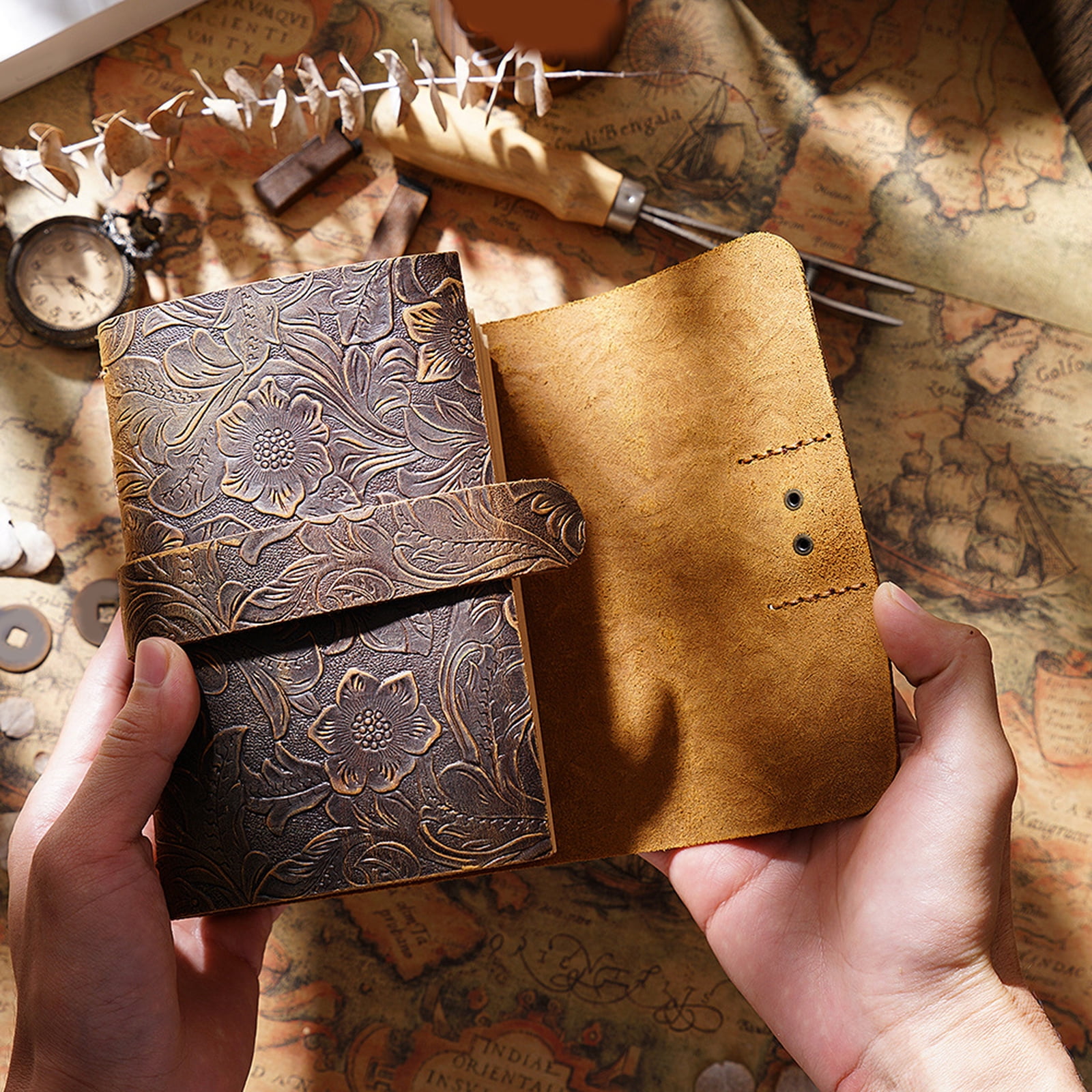 Retro Leather Journal Notebook Thicken Notepad Planner Sketchpad for Women Men