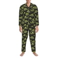 thumbnail image 3 of Naloa Light Green Excavator Men’s Pajamas Set - Long Sleeve Button Down Sleep Shirt and Pajama Bottoms Sleepwear Set-X-Large, 3 of 7
