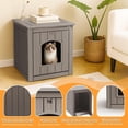 thumbnail image 4 of Cat Litter Box Enclosure, Plastic Hidden Litter Box Side Table with Openable Front Door, Cat Box Enclosure Cabinet for Indoor & Outdoor Use, Weatherproof, Easy to Clean & Assemble, Grey, 4 of 6