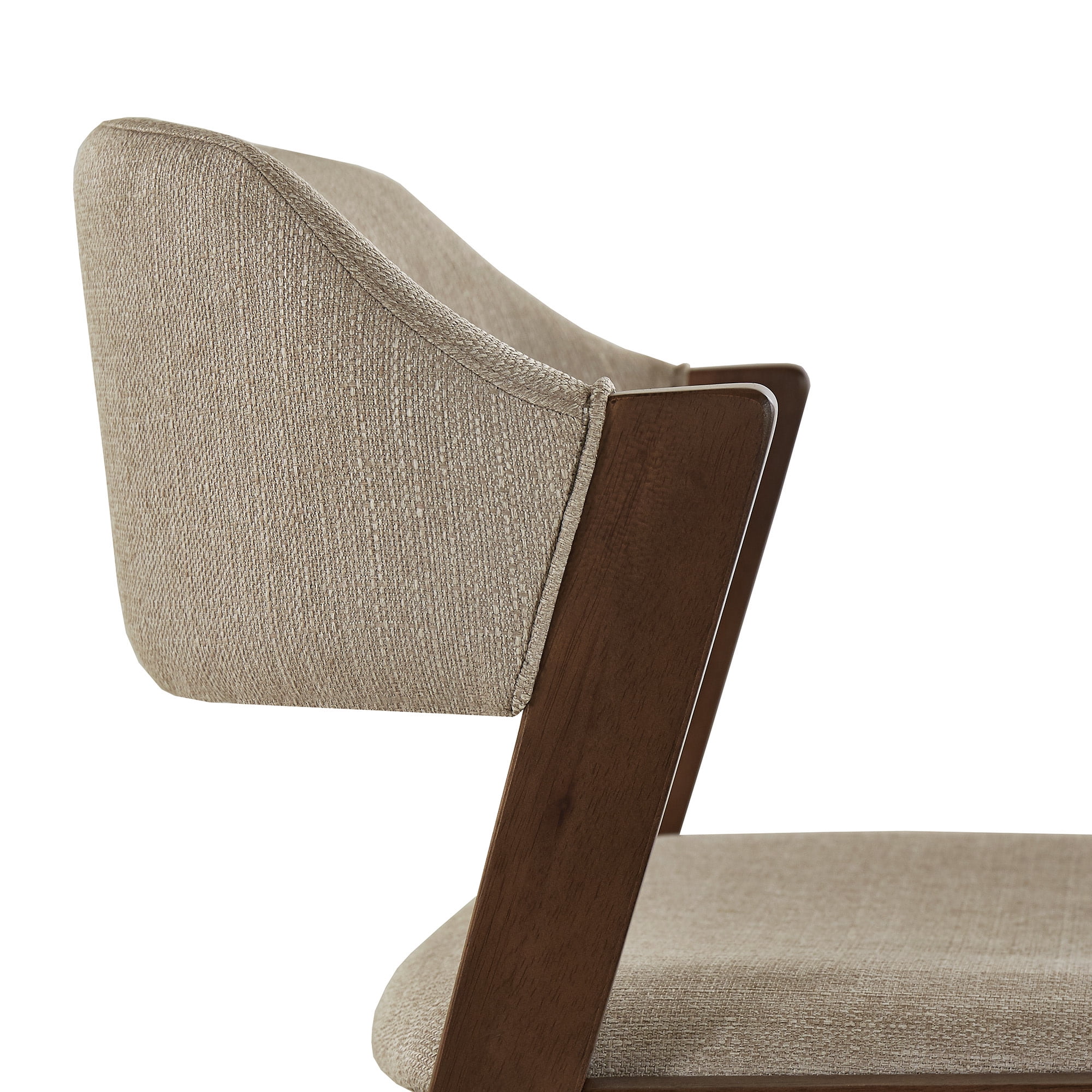 Weston Home Skovde Modern Walnut Finish Dining Chair, Set of 2, Beige Fabric