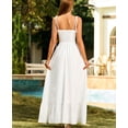 thumbnail image 3 of Vestido largo GLNEGE de verano para mujer con tirantes finos, blanco, 3 of 5