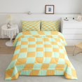 thumbnail image 2 of Feelyou Chic Square Abstract Bedding Comforter Set for Kids, Green Orange Plaid Twin Comforter Sets, Pixelated Blocks Miners Reversible Bedding Set, Luxury Bedroom Decor, 2-Piece, 2 of 8