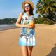 thumbnail image 3 of Easygdp World Travel para Vestido Transpirable de Mujer, Vestido Suelto de Manga Corta con Pliegues y Bolsillos para el Verano, 3 of 7