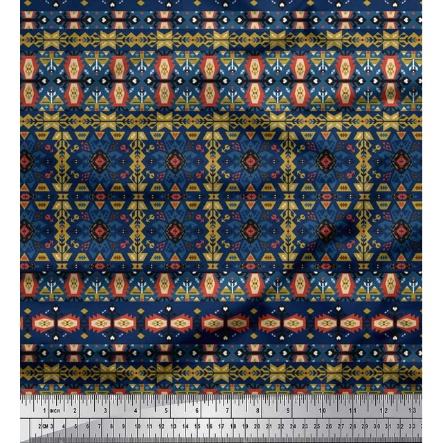 Soimoi Poly Georgette Fabric Aztec Southwestern Decor Fabric Printed Yard 42 Inch Wide
