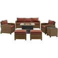 thumbnail image 2 of Crosley Furniture Bradenton Sangria/Weathered Brown 6 Piece Outdoor Wicker Sofa Set with Fire Table, 2 of 2