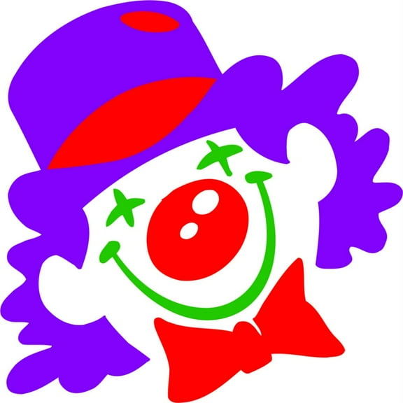 Design With Vinyl Artwork Cartoon Smiley Clown Face Colorful Make-up Wall Decal for Children - Silly, Goofy Feelings Red Nose Themed Décor - Size: 36 In x 36 In