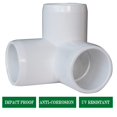 thumbnail image 5 of Paquete de 8 accesorios de PVC de 1-1/4, codos de 3 vías para muebles de alta resistencia, grado SCH40, codo de 3 vías de PVC, tees de salida lateral, codo de esquina de 90 grados para conexiones de t, 5 of 5