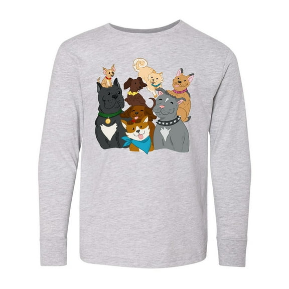 Inktastic Happy Dog Family Long Sleeve Youth T-Shirt