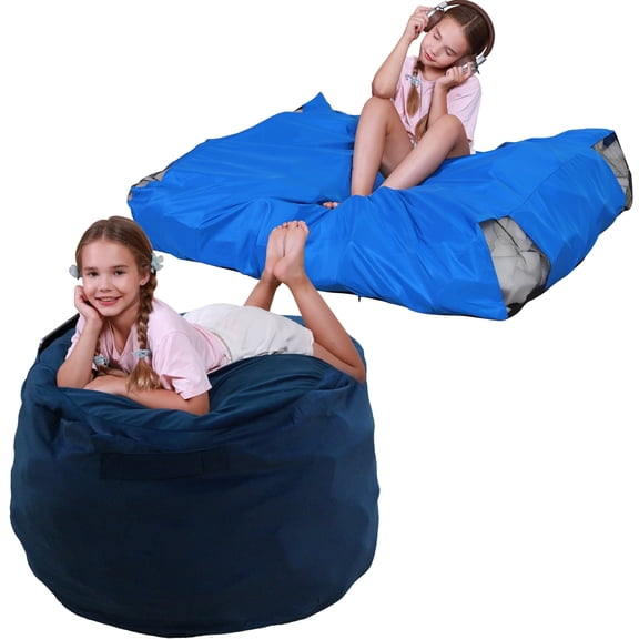 Bean Bag Chair and Sensory Crash Pad for Kids, Convertible Beanbag Folds from Lazy Chair to Floor Sensory Crash Pad