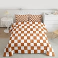 thumbnail image 2 of Castle Fairy Geometric Grid Plaid Full Size Comforter Sets 3-Piece for Kids Children Teens,Vintage Aesthetic Bedding Comforter Set,Orange White Lightweight Bedding Sets,Microfiber Bedroom Decor, 2 of 8