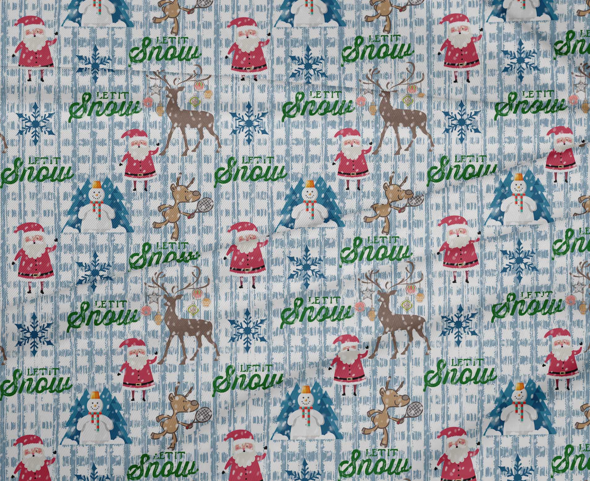 oneOone Polyester Lycra Grayish Blue Fabric Christmas Christmas Dress Material Fabric Print Fabric By The Yard 56 Inch Wide
