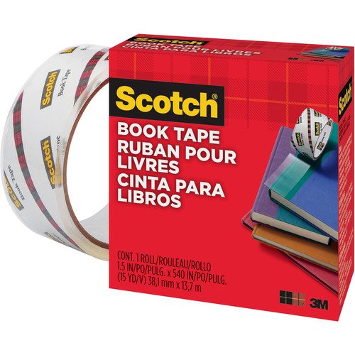Book Repair Tape, 1 1/2 x 15yds, 3 Core, Clear, Sold as 1 Roll