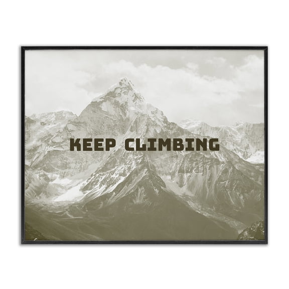 Stupell Industries Modern Keep Climbing Inspirational Mountain Black Framed Giclee Art, 20 x 16, by Jacob Green