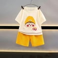 thumbnail image 2 of Bovxnpu Boys Girls 2 Piece Outfits, Girl Short Set Cute T-Shirt Shorts, Children's Casual Loose Short Sleeved Top Solid Color Elastic Waist Shorts Set 5 Years, 2 of 4