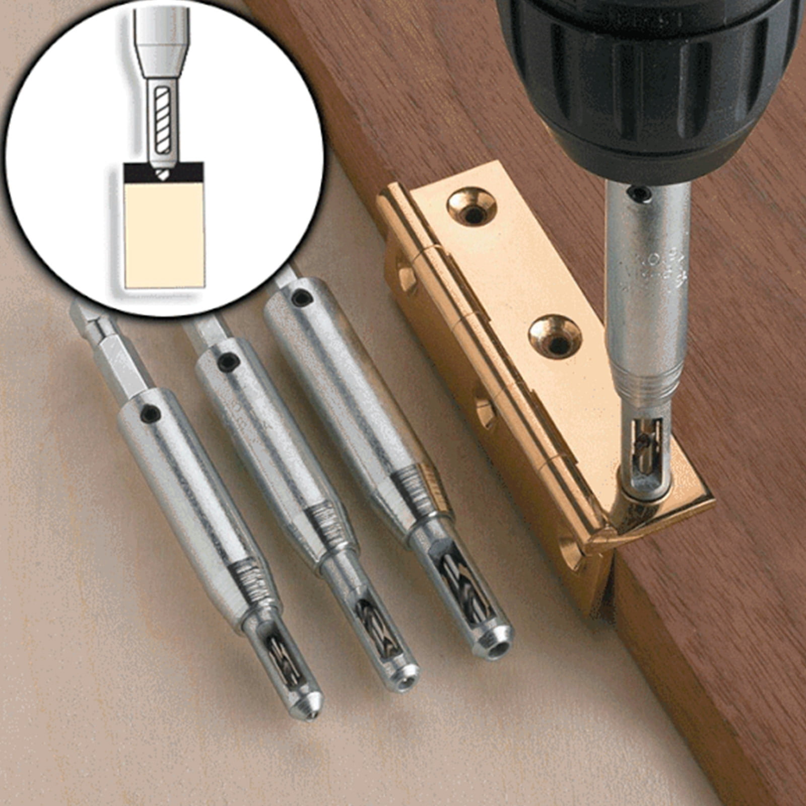 Lolmot Self Centering Drill Bit Set Center Doors Self Centering Hinge Tapper Core Drill Bit Set Hole Puncher Woodworking Hole Saw 4Pcs Walmart