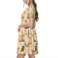 thumbnail image 2 of Fotbe Robe Motif Chaussures Occidentale Américaines Groovy Décontractée Mode Femme Manches Courtes Robe Maxi T-Shirt Robe Longue Rayée à Blocs de Couleur, 2 of 6