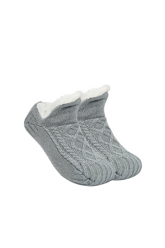 Grey L Winter Non-Slip Gripper Socks For Adults And Kids, Super Soft Fleece Lined Thermal Slip-Resistant House Socks, Cozy Warm Fuzzy Indoor Outdoor Slipper Socks, Size Xxxl, 0.2 Lb