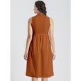 thumbnail image 3 of Moomaya Womens Solid Cotton Midi Dress, Sleeveless Summer Dress With Buttoned Closure, 3 of 8