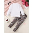 thumbnail image 3 of 4T Baby Girls Clothes 4T Girls Pant Set Toddler Girls Long Sleeve Crew Neck Top Pants 2PCS Girls Clothing Set White, 3 of 7