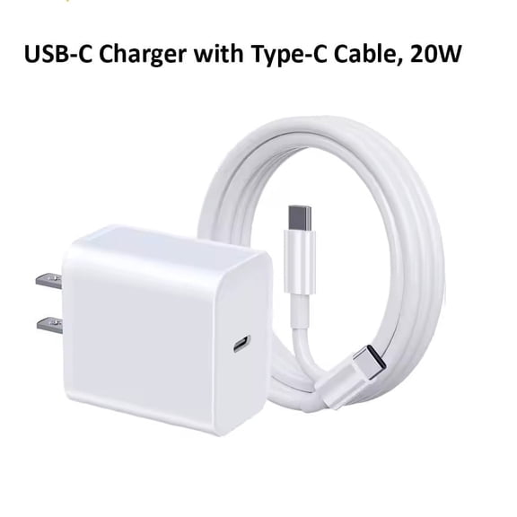 20W USB-C Fast Charger with Type-C Cable – Compatible with iPhone, iPad & Android Devices
