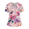 thumbnail image 2 of Scrubs for Women Wildflower Print Short Sleeve V Neck Soft Healthcare Wear, 2 of 6