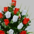thumbnail image 4 of Artificial Cemetery Flowers, Grave Decorations Roses, Memorial Flowers Bouquet with Cemetery Vase, Sets (Red&White), 4 of 5