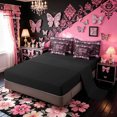 thumbnail image 5 of Meiyoeat Kawaii Glitter Butterfly Letter P Bedding Comforter Set for Women Girls, Pink Black Aesthetic Queen Bedding Sets, Black Reversible, 7 Pieces, 5 of 6