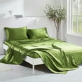 thumbnail image 4 of MR&HM Satin Bed Sheets, Full Sheets Set, 4 Pcs Silky Bedding Set, Sage, 4 of 7