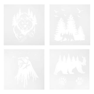 Animal Stencils Template Plastic Forest Animals Drawing Painting Stencils  Bear Deer Wolf Pine Pattern Reusable Stencils for Painting on Wood Floor