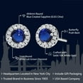 thumbnail image 2 of Gem Stone King 10K White Gold Blue Created Sapphire and White Lab Grown Diamond Halo Earrings for Women (0.65 Cttw, Round 4MM), 2 of 6