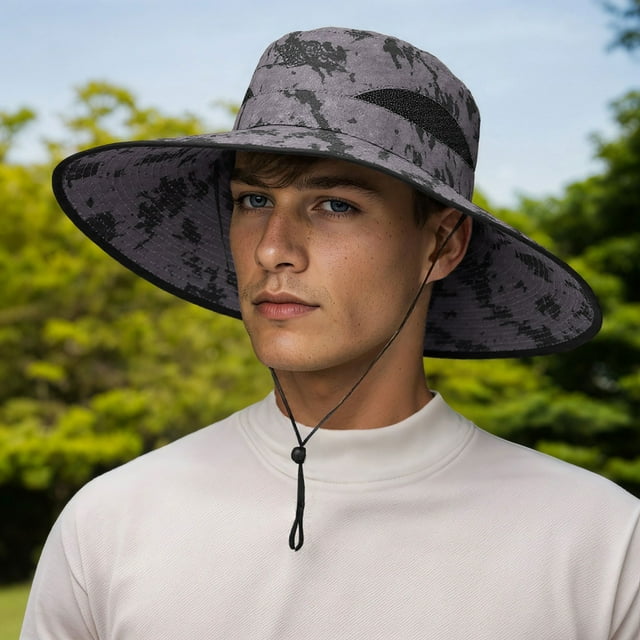 Outdoor Bucket Hats for Fishing and Mountaineering - Wide Brim Sun Hat with Adjustable Drawstring Lightweight and Breathable Design for All Season Activities