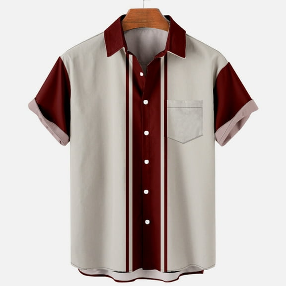 Fsgntruao Plus Size Button Down Shirts For Men Printing Short Sleeve Turndown Collar With Pocket Casual Summer Top Everyday Wear S-4Xl