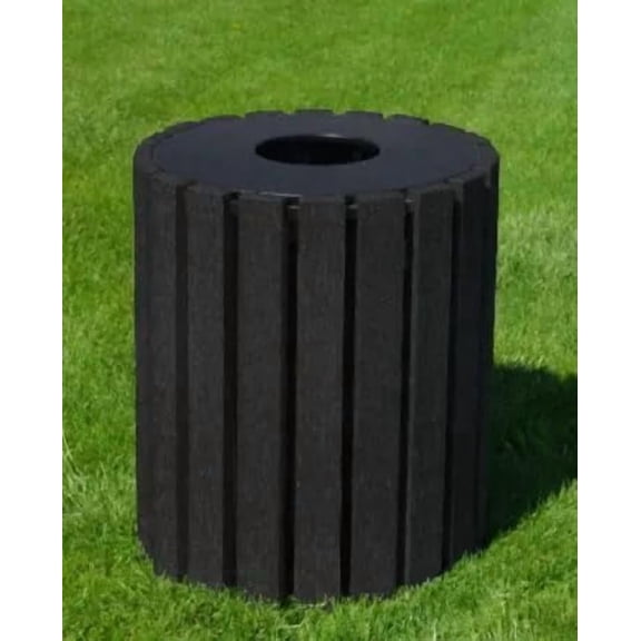 Sturdy Essentials 33 Gallon Outdoor Trash Receptacle – Durable, Weatherproof, UV-Protected Waste Bin with Rigid Liner – Heavy-Duty Commercial Trash Can for Parks, Offices & Public Spaces - Black
