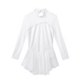 thumbnail image 5 of ZDHoor Womens Long Sleeve Skirted Leotard Dresses Figure Skating Gymastics Ballet Dance Costume White-A M, 5 of 7