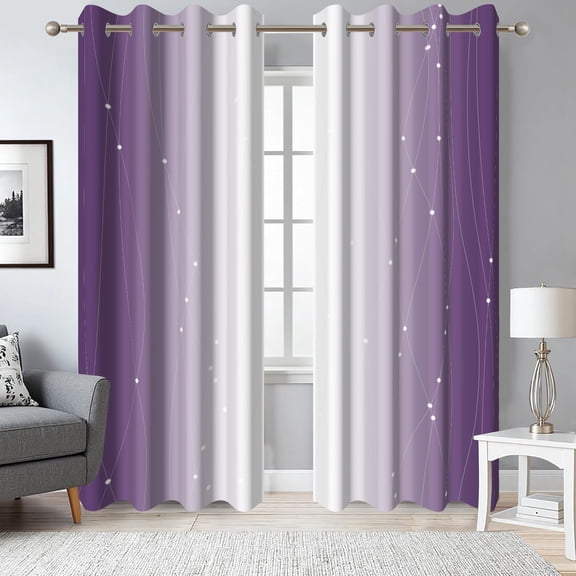 Dashan Purple and Greyish White Ombre Blackout Curtains,Thermal Insulated Drapes for Bedroom Living Room,52x84 Inch,2 Panel