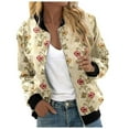 thumbnail image 2 of Clearance Sales Women Shirts Women Trendy Casual Zip Up Floral Print Coat Outerwear Lightweight Long Sleeve Fall Workout Running Jacket, 2 of 5