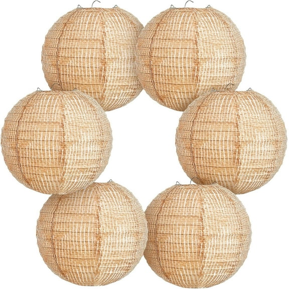 Lsupdaol 6 Pcs Print Burlap Paper Lanterns Round Chinese Paper Lanterns Decorative Farmhouse Classroom Decor Home Sweet Classroom Birthday Party Ceremonial Event (8 Inch)